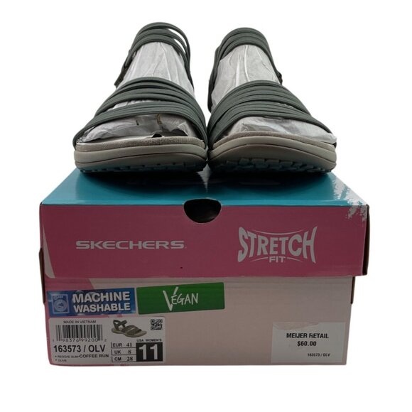 Skechers Womens Size 11 Olive Green Reggae Slim Coffee Run Sandals Stretch Fit - Picture 2 of 14